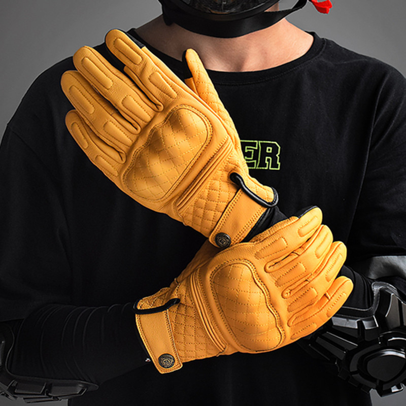 Motorcycle Gear Full Set - Retro Skórzane Rękawice Motocyklowe Pełne Palce